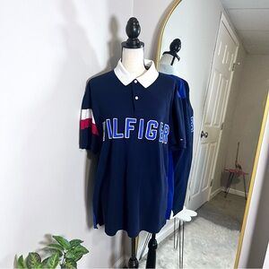 Tommy Hilfiger Men’s Graphic Navy Quarter Button Polo Top